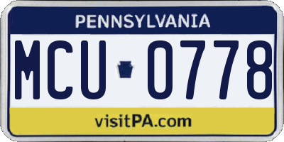 PA license plate MCU0778