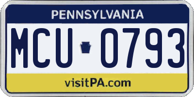 PA license plate MCU0793