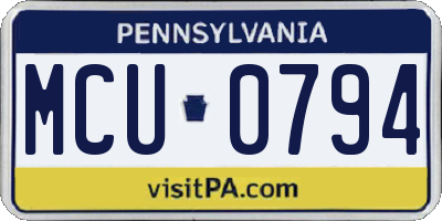 PA license plate MCU0794