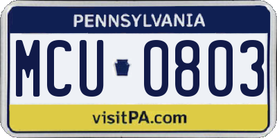 PA license plate MCU0803