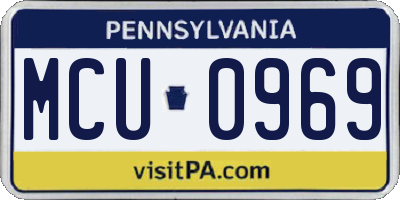 PA license plate MCU0969