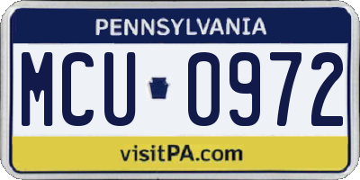 PA license plate MCU0972
