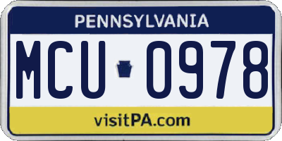 PA license plate MCU0978