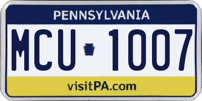 PA license plate MCU1007