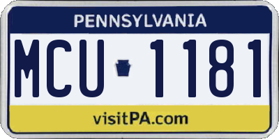 PA license plate MCU1181