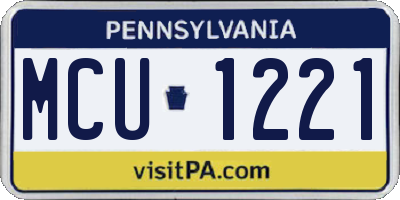 PA license plate MCU1221