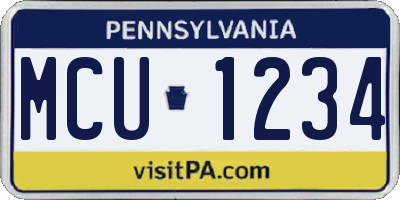 PA license plate MCU1234