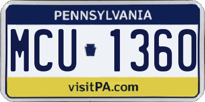 PA license plate MCU1360