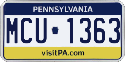 PA license plate MCU1363