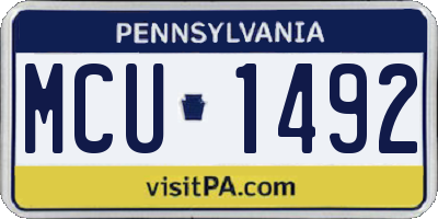 PA license plate MCU1492