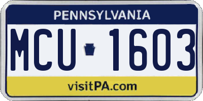 PA license plate MCU1603