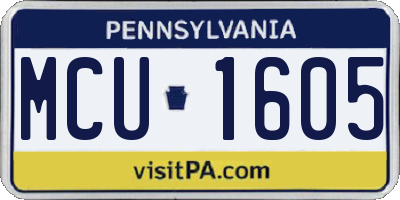 PA license plate MCU1605