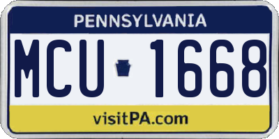 PA license plate MCU1668