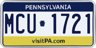 PA license plate MCU1721