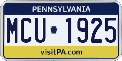 PA license plate MCU1925