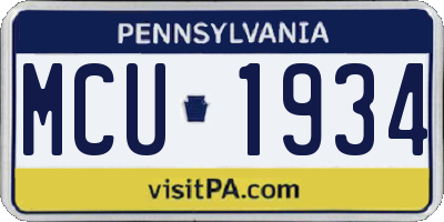 PA license plate MCU1934