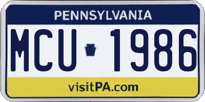 PA license plate MCU1986