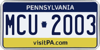 PA license plate MCU2003
