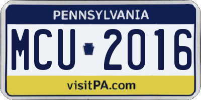 PA license plate MCU2016
