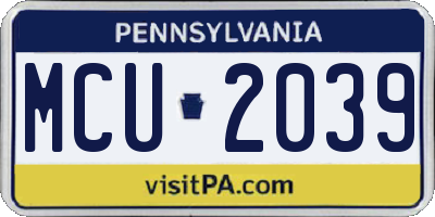 PA license plate MCU2039