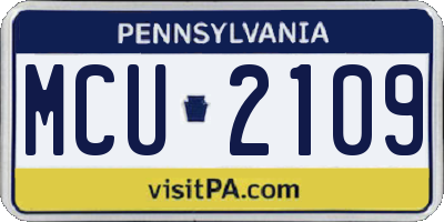 PA license plate MCU2109