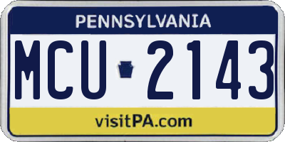 PA license plate MCU2143