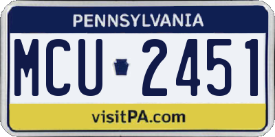 PA license plate MCU2451