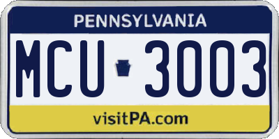 PA license plate MCU3003