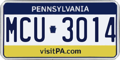 PA license plate MCU3014