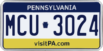 PA license plate MCU3024