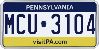 PA license plate MCU3104