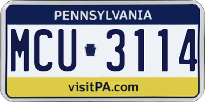 PA license plate MCU3114