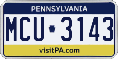 PA license plate MCU3143