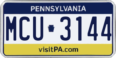 PA license plate MCU3144