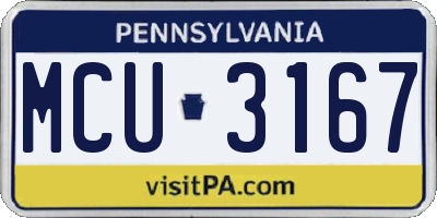 PA license plate MCU3167