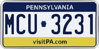 PA license plate MCU3231
