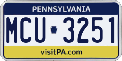 PA license plate MCU3251