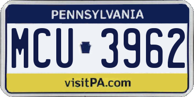 PA license plate MCU3962
