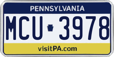 PA license plate MCU3978