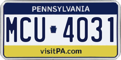 PA license plate MCU4031