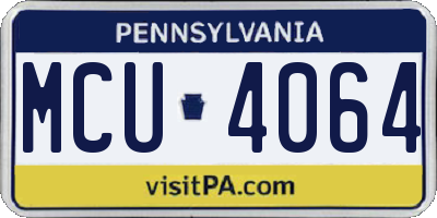 PA license plate MCU4064