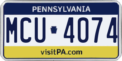 PA license plate MCU4074