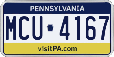 PA license plate MCU4167