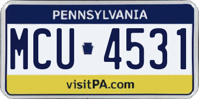 PA license plate MCU4531