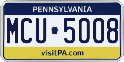 PA license plate MCU5008