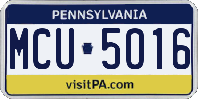 PA license plate MCU5016