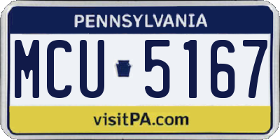 PA license plate MCU5167