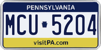 PA license plate MCU5204