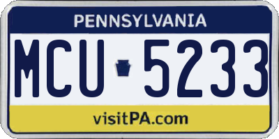 PA license plate MCU5233