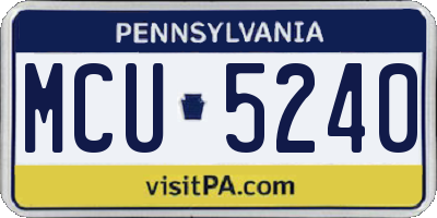 PA license plate MCU5240